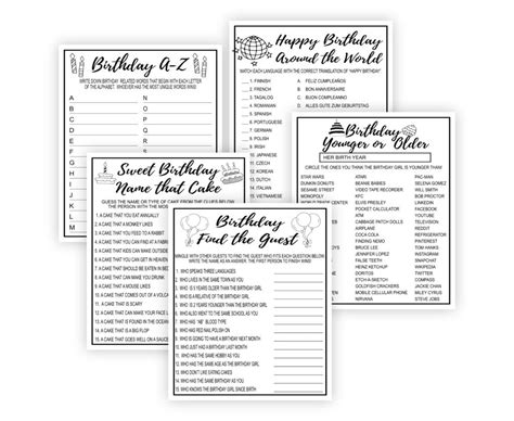 15 Printable Birthday Party Games Bundle Printables Depot
