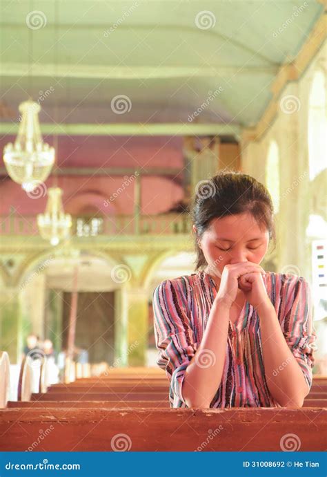 Young Girl Praying In Church Stock Photo Image Of Sacred Holy 31008692