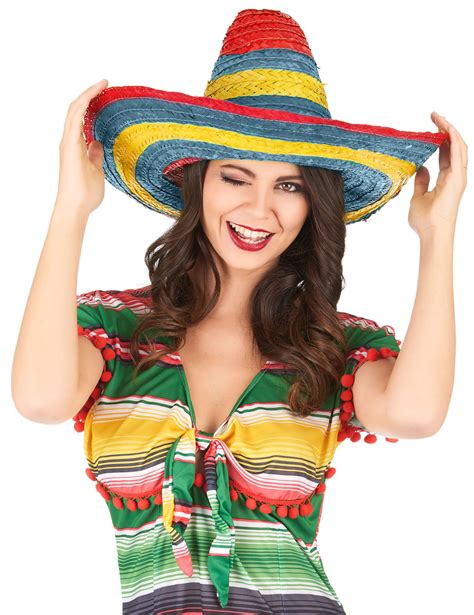 Sombrero mexicano rojo, verde, amarillo adulto: Sombreros,y disfraces ...