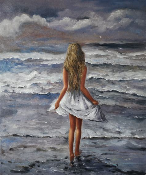 Girl On Beach Oil Painting Videos Beach Oil Painting Oil Painting
