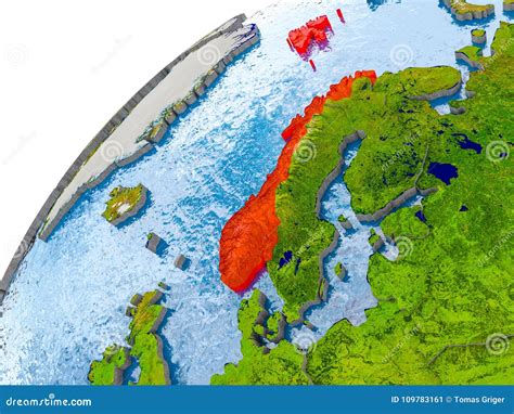 Map Of Norway In Red On Globe Stock Illustration Illustration Of