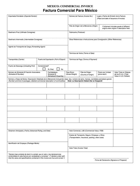 Mexico Customs Invoice Fill Out And Sign Online Dochub