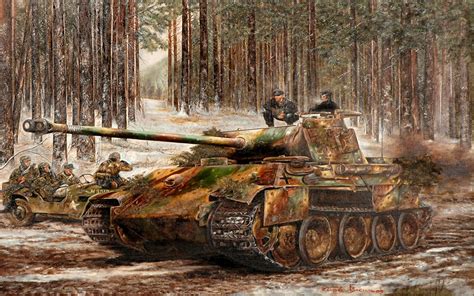 Panzer V Panther With Winterforest Camouflage Full Hd Wallpaper And