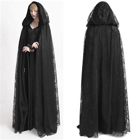 Black Hooded Gothic Vampire Fashion Cloak Scene Clothing Store Sku