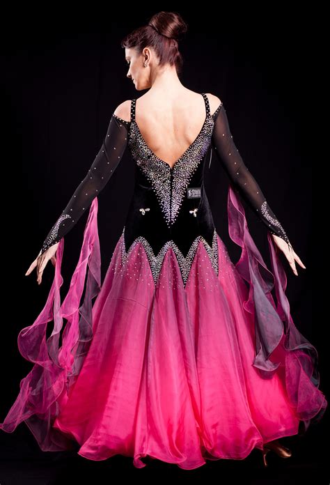 Elegant Black Pink Ballroom Dress