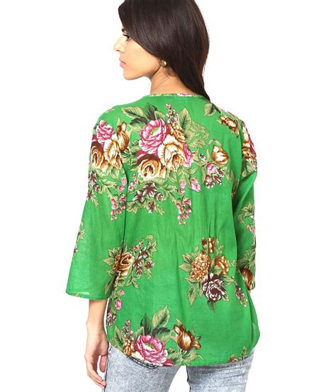 Top And Tunics Green Cotton Printed Top Buy Top And Tunics Green