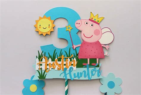 Peppa Pig Cake Topper Peppa Pig Party Decorations Etsy
