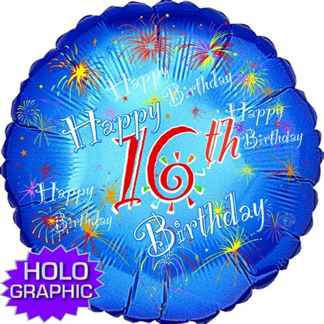 16th Birthday Blue Foil Balloon 18