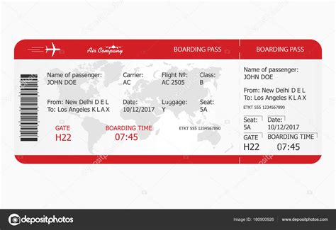 Airplane Ticket Boarding Pass Ticket Template Stock Vector Image By ©yevgenijd 180900926