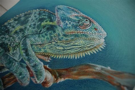 Chameleon Original Hand Drawn Colored Pencils Drawing Etsy