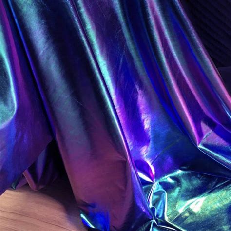 Blue Green Iridescent Spandex Fabric Elastic For Diy Stage Cosplay