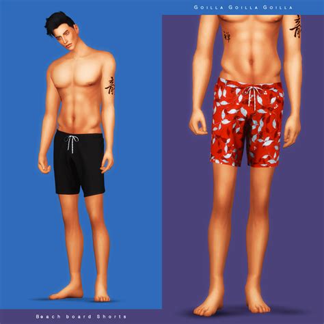 Beach Board Shorts Gorilla X3 Sims 4 Male Clothes Sims 4 Clothing