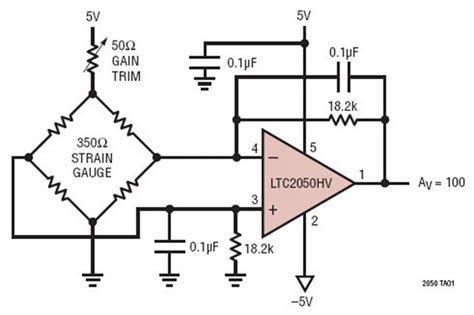 The diagram is taken from the datasheet. Differential Bridge Amplifier Circuit Collection | Analog Devices