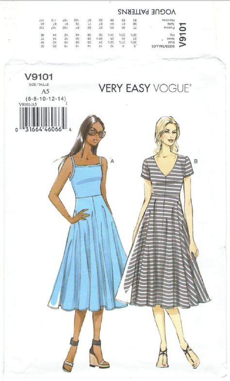 V9101 Vogue Misses Close Fitting Bodice Raised Waist Etsy Dress