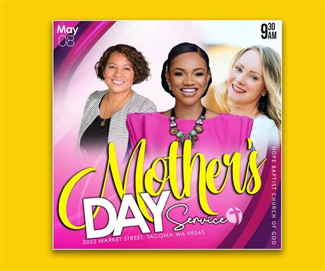 Mothers Day Church Flyer Happy Mothers Day Flyer Etsy