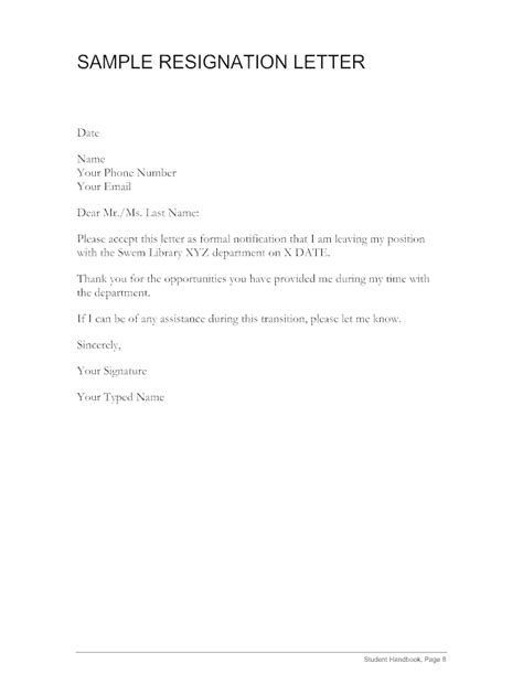 Sample Letter For Resignation Fill Online Printable Fillable Blank
