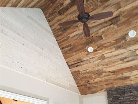 White Wash Shiplap On Wall And Reclaimed Beech Skip Planed Wallboard On
