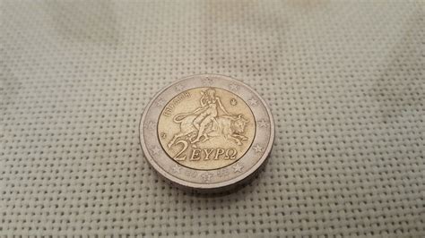 2 Euro Coin 2 Errors With S On Star And Numeral 2 Greece 2002