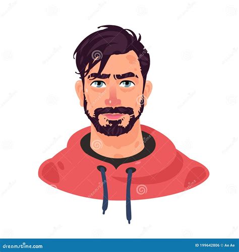 Illustration Of A Young Stylish Man Vector Cartoon Handsome Bearded