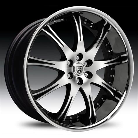 lexani lx 9 gloss black machined w stainless steel chrome lip custom rims wheels lx 9