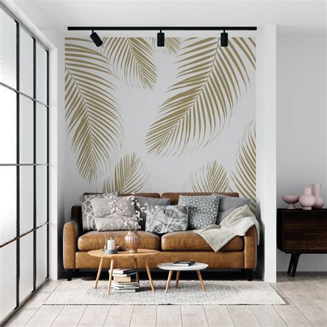 Palm Leaves Gold Cali Vibes 3 Wallpaper Happywall Grayscale Palm