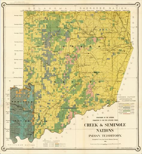 Map Of The Creek And Seminole Nations Indian Territory 1899 Barry