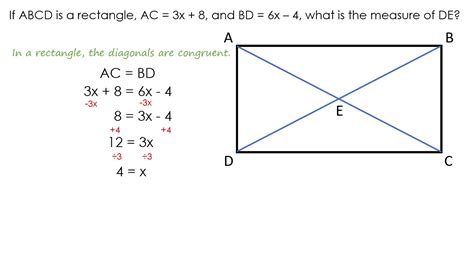 Diagonals In Rectangles With Algebra Youtube