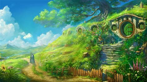 Hobbit Hole Scenery Wallpaper Anime Scenery Studio Ghibli Background