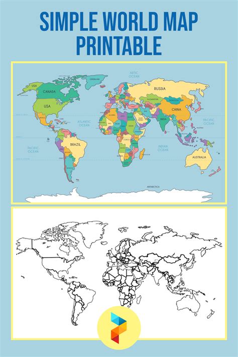Simple Printable World Map