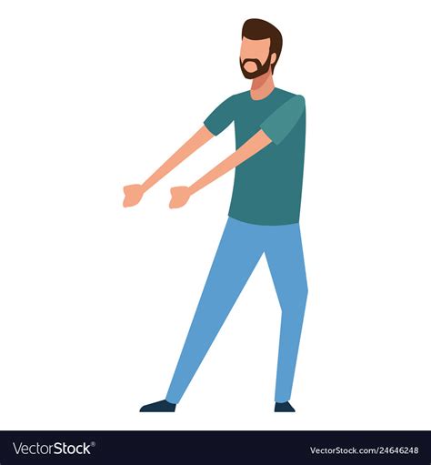 Young Man Holding Something Cartoon Royalty Free Vector