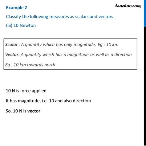 Example 2 Classify As Scalars And Vectors I 5 Seconds