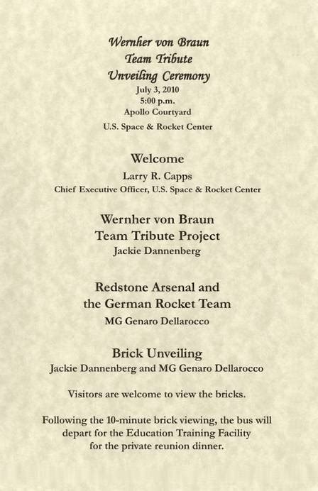 Wernher Von Braun Team Tribute Unveiling Ceremony