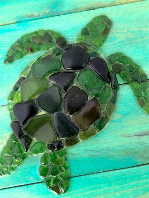 Sea Glass Art Sea Turtle Hawaiian Honu Tortuga By Mareabaja Sea Glass