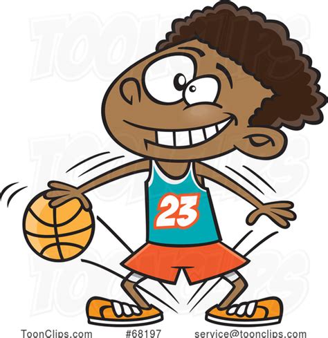 Cartoon Boy Dribbling A Basketball 68197 By Ron Leishman