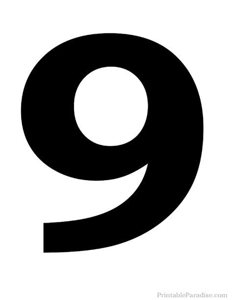 Printable Solid Black Number 9 Silhouette Number Silhouettes