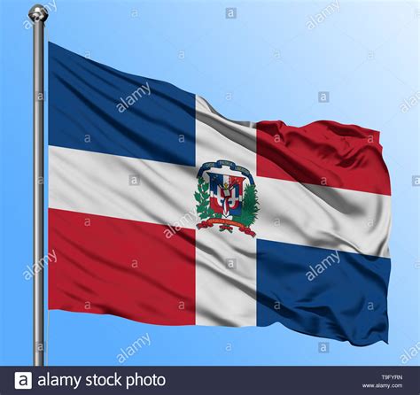 Free Download Dominican Republic Flag Waving In The Deep Blue Sky