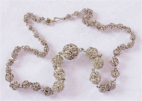 Vintage Silver Filigree Necklace Graduated Silver Plated Etsy