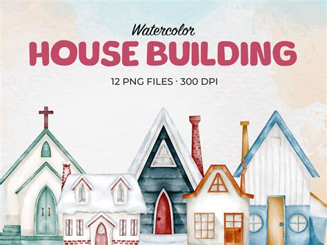Watercolor Building and House Clipart Graphic by Baddesigner · Creative