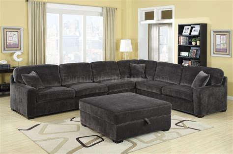 500753 Luka Sectional Sofa In Charcoal Fabric By Coaster