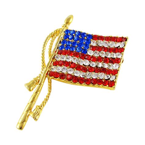 Metal American Flag Lapel Pin With Rhinestone Buy Metal Lapel Pin