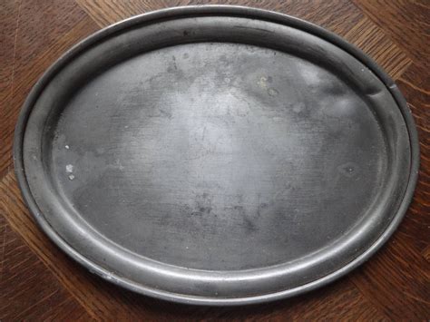 Vintage French Small Pewter Etain Dish Tray Charger Platter Plate