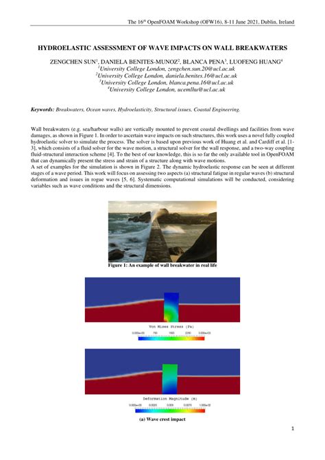 Pdf Hydroelastic Assessment Of Wave Impacts On Wall Breakwaters