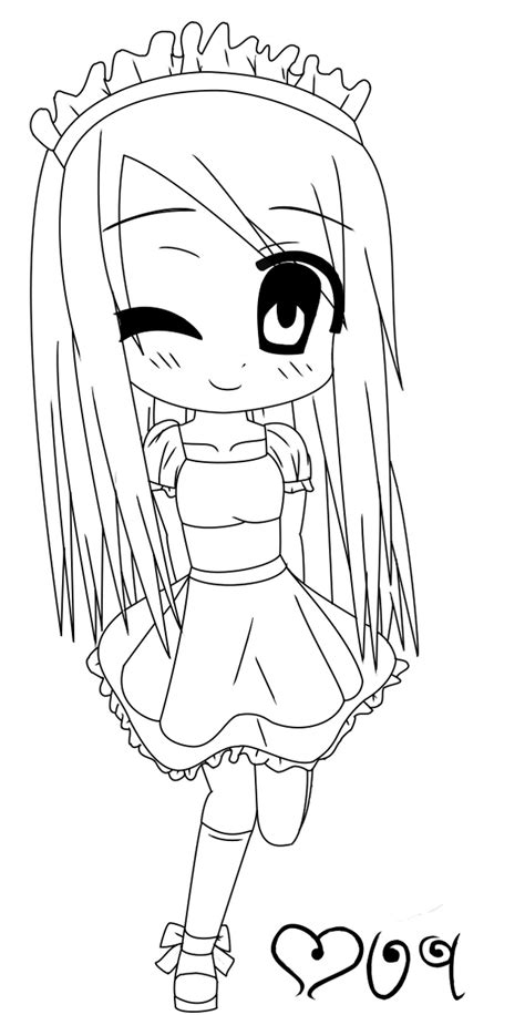 Anime Maid Outfit Drawings Sketch Coloring Page