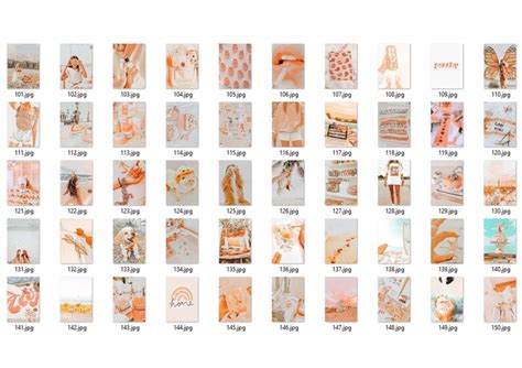 Peach Wall Collage Kit Beach Aesthetic Photo Collage Soft Etsy