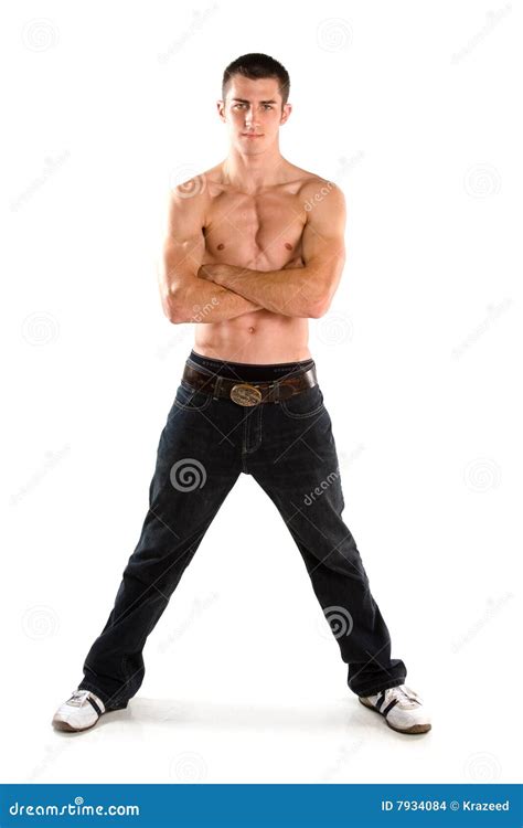 Young Muscular Male With Crossed Arms Stock Photo Image Of Muscular