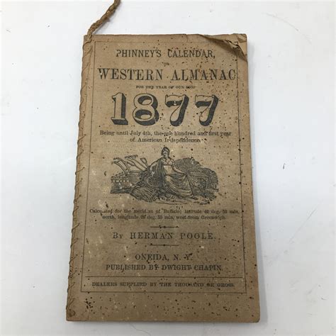 Antique 1877 Phinneys Calendar Western Almanac Ephemera Etsy