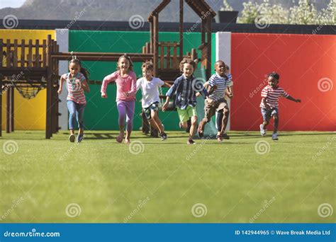 Students Running In School Playground Stock Image Image Of Ethnicity