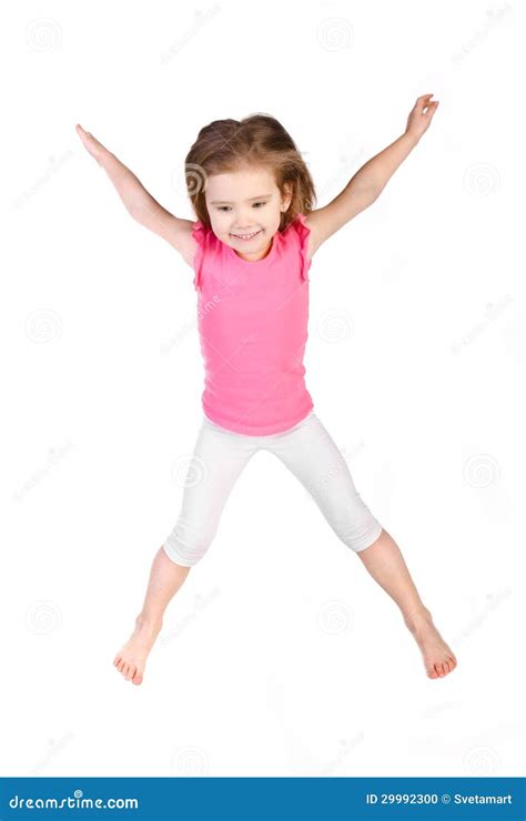 Adorable Little Girl Jumping In Air Isolated Stock Photo Image Of