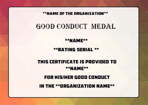 Army Good Conduct Medal Certificate Template 5