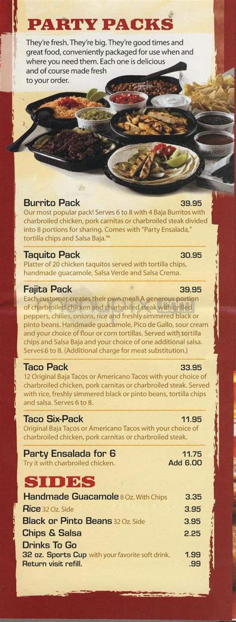 Baja Fresh Menu Virttool